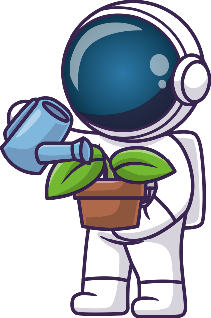 Astronauta regando flor png
